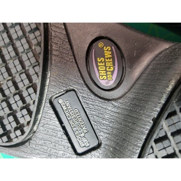 Shoes For Crews Wm. 8 Black Patent Leather Air Clogs Slip & Oil Resistant Soles - Picture 7 of 8